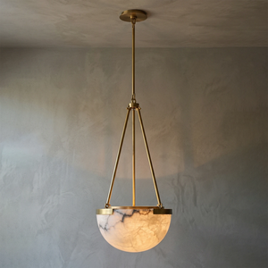 Melangee Alabaster Dome Pendant - Patinaed Wall Detail | HoaiLamp