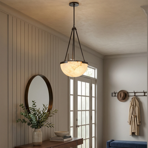 Melangee Alabaster Dome Pendant - Refined Entryway Focus | HoaiLamp
