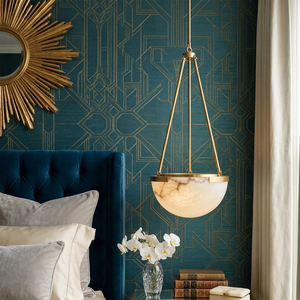 Melangee Alabaster Dome Pendant - Luxury Bedroom Setting | HoaiLamp