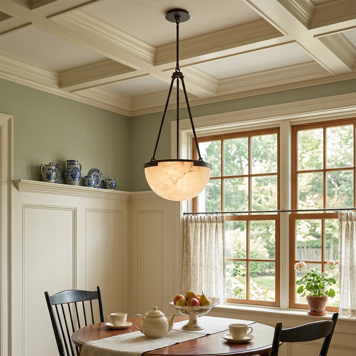 Melangee Alabaster Dome Pendant - Charming Country Kitchen | HoaiLamp
