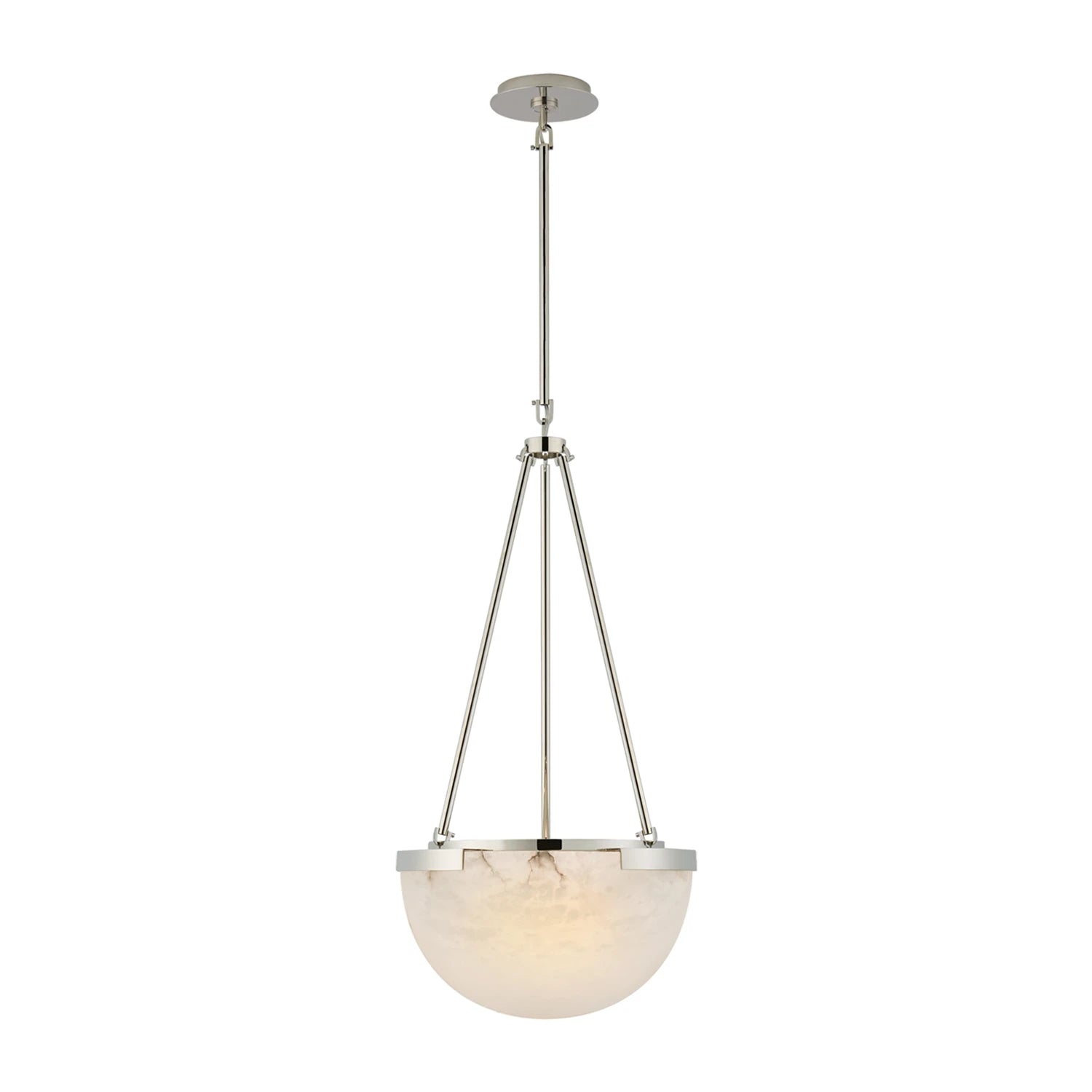 Melangee Alabaster Dome Pendant - Polished Nickel Elegance | HoaiLamp