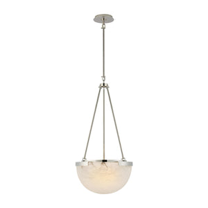 Melangee Alabaster Dome Pendant - Polished Nickel Elegance | HoaiLamp