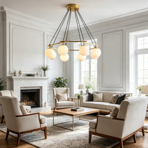 Miira Alabaster Chandelier - Classic High-Ceiling Salon | HoaiLamp