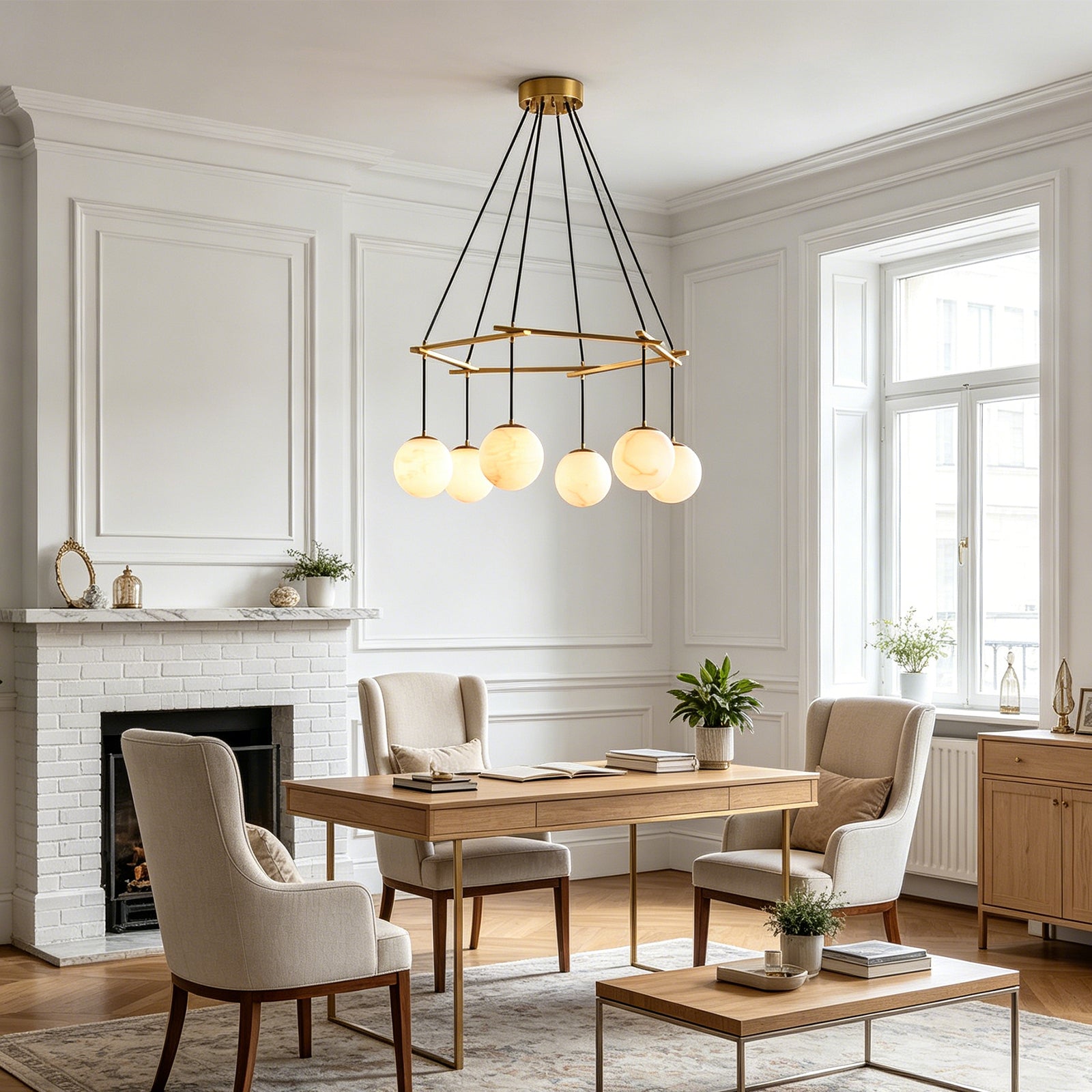 Miira Alabaster Chandelier - Sophisticated Formal Dining | HoaiLamp