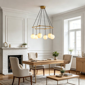 Miira Alabaster Chandelier - Sophisticated Formal Dining | HoaiLamp