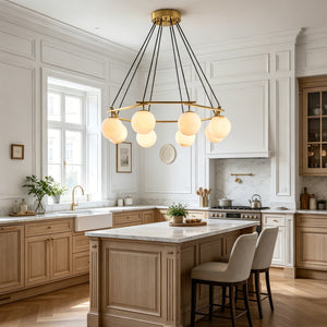 Miira Alabaster Chandelier - Grand Culinary Island Ambiance | HoaiLamp