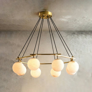 Miira Alabaster Chandelier - Minimalist Stucco Studio View | HoaiLamp