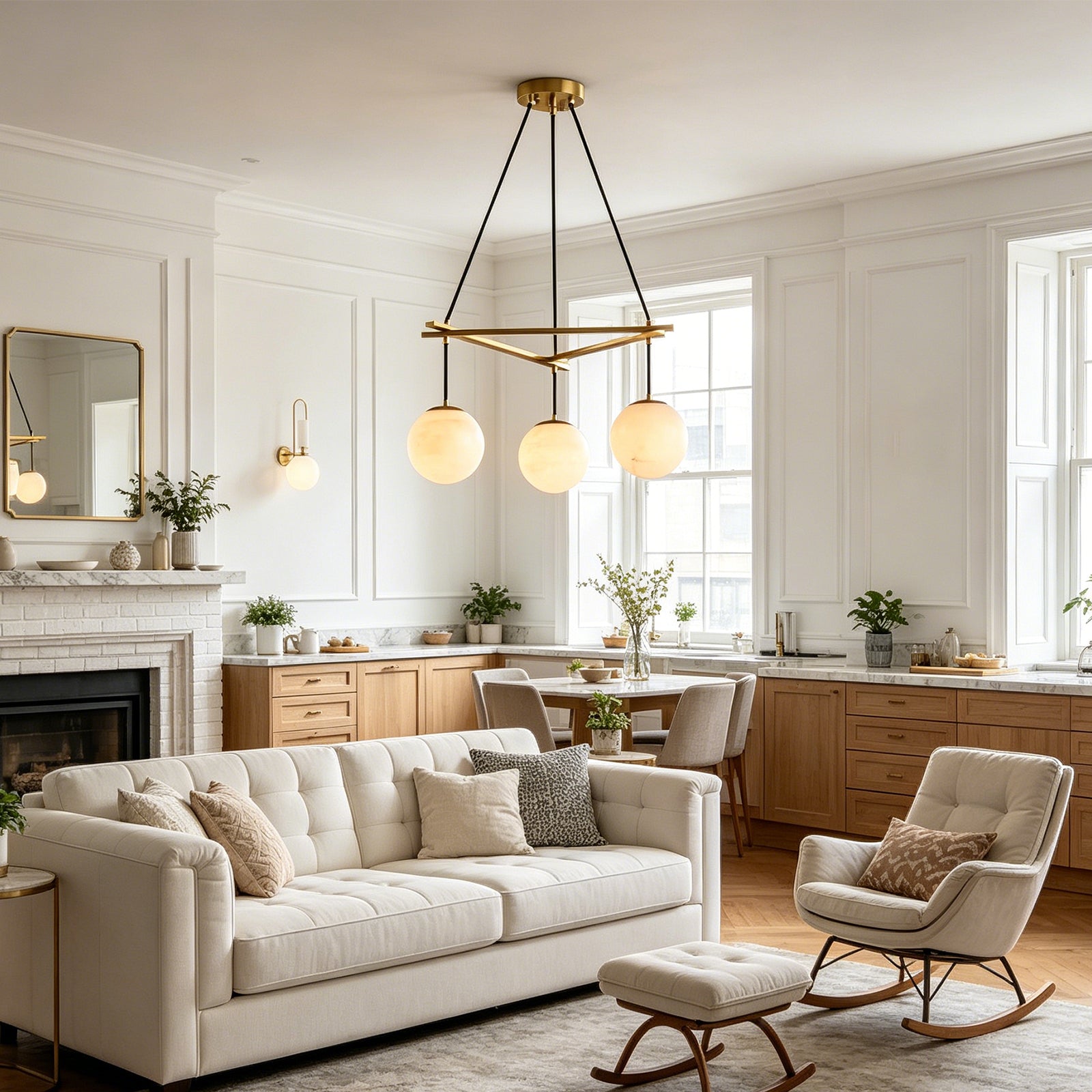 Miira Alabaster Chandelier - Airy Parisian Living Room | HoaiLamp