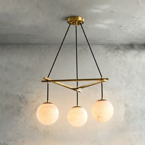 Miira Alabaster Chandelier - Three-Light Triangular Geometric | HoaiLamp