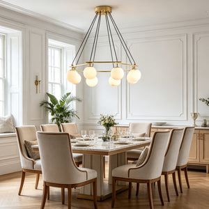 Miira Alabaster Chandelier - Elegant Scandi Breakfast Nook | HoaiLamp