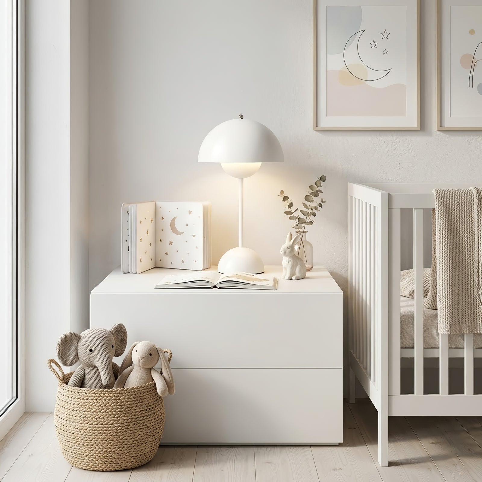Portable vp9 Desk Lamp - Nordic Pure White Nursery Baby Room Nightlight | HoaiLamp