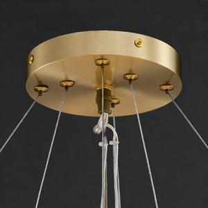 Modern Alabaster Celestial Chandelier - Brushed Brass Canopy Detail | HoaiLamp