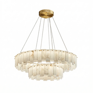 Modern Alabaster Celestial Chandelier - Majestic Double-Tier Structure | HoaiLamp
