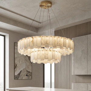 Modern Alabaster Celestial Chandelier - Two-Tier Grandeur | HoaiLamp
