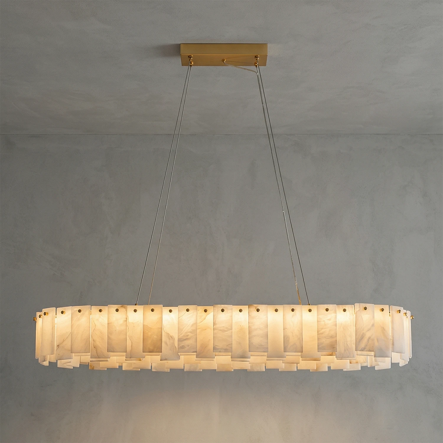 Modern Alabaster Celestial Chandelier - Linear Warmth Distribution | HoaiLamp