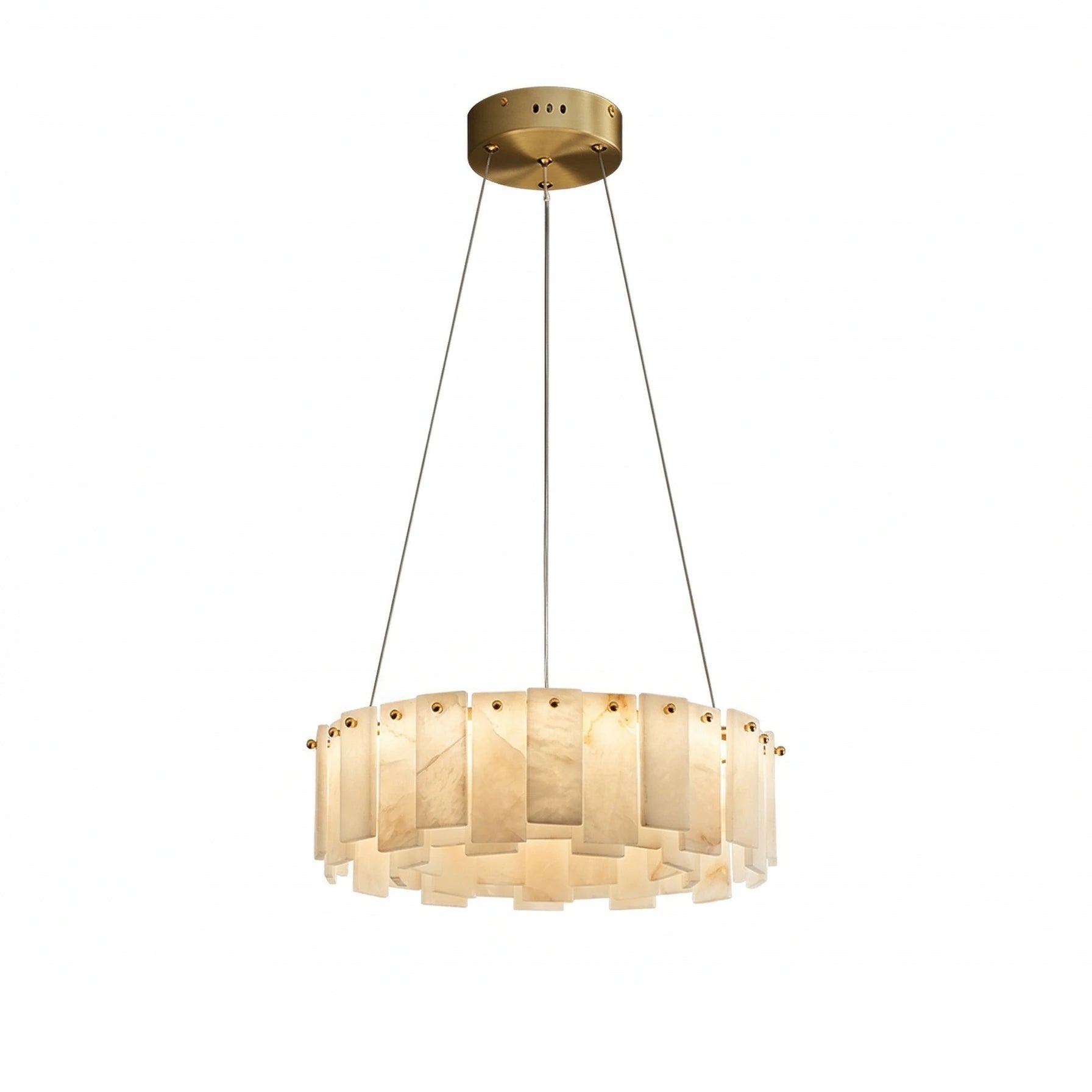 Modern Alabaster Celestial Chandelier - Compact Circular Harmony | HoaiLamp 