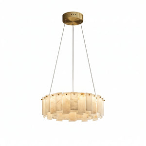 Modern Alabaster Celestial Chandelier - Compact Circular Harmony | HoaiLamp 