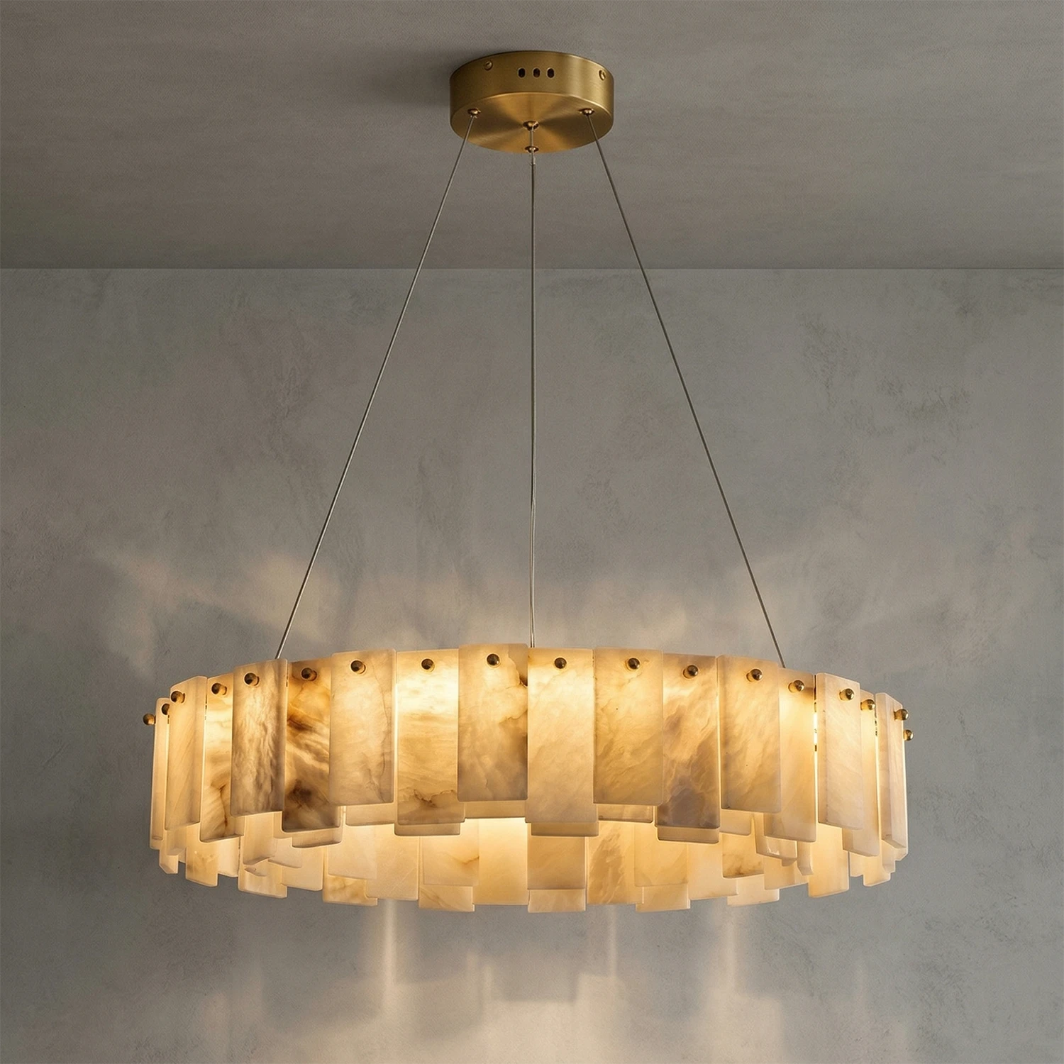 Modern Alabaster Celestial Chandelier - Medium Tiered Sophistication | HoaiLamp 