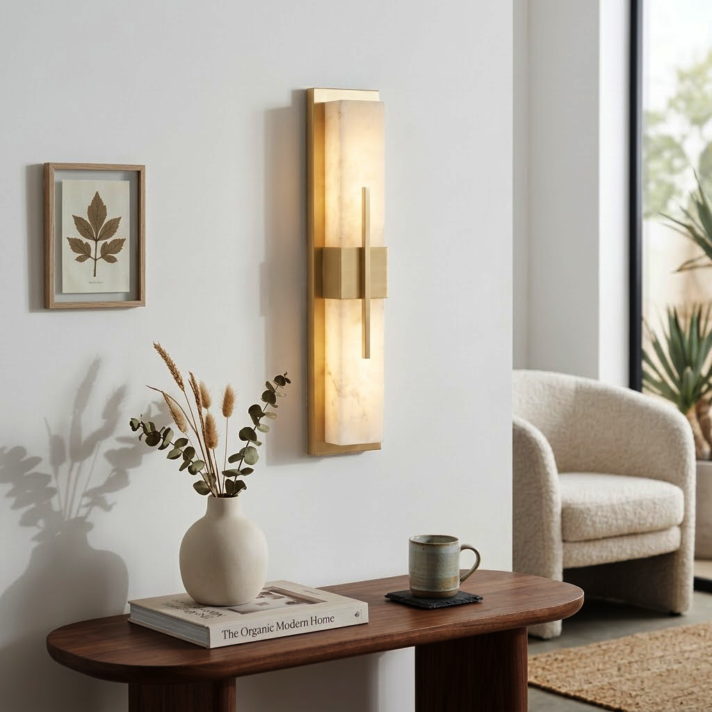 Modern Alabaster Linear Wall Sconce - Elegant Entryway Console Table Decorative Accent | HoaiLamp