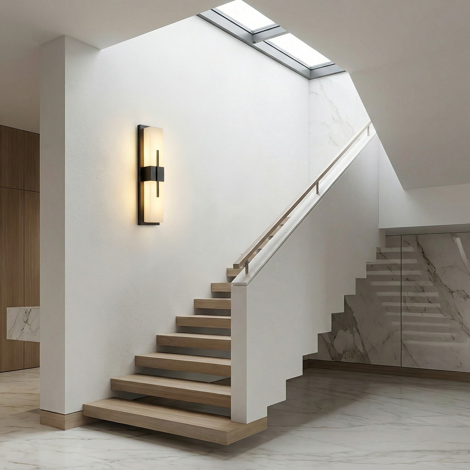 Modern Alabaster Linear Wall Sconce - Modern Stairway Landing Architectural Light | HoaiLamp