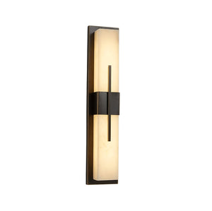 Modern Alabaster Linear Wall Sconce - White Background Matte Black Contemporary Profile | HoaiLamp