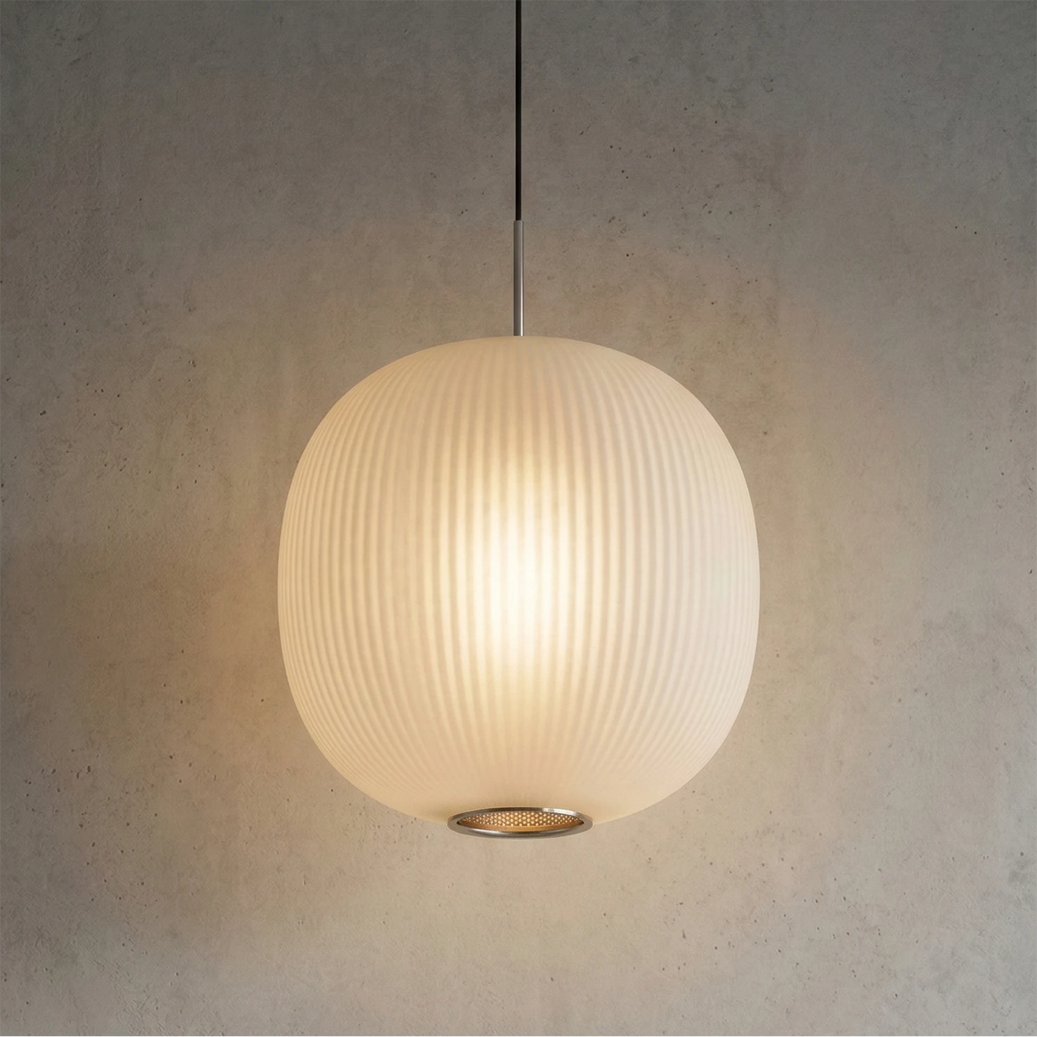 Bloom Frosted Glass Pendant Light - Gray Wall Studio Opal White Glass Velvet Soft Glow | HoaiLamp