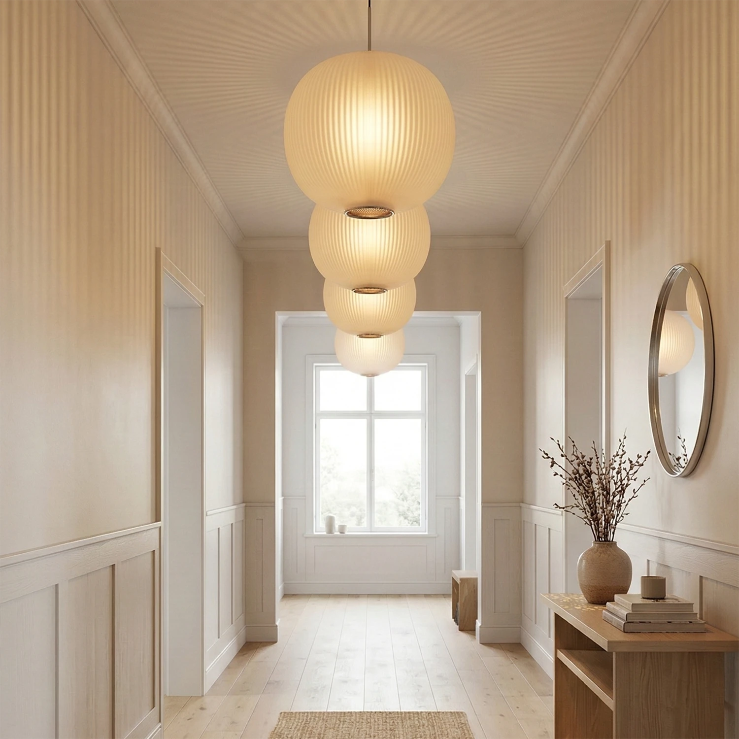 Bloom Frosted Glass Pendant Light - Luxury Long Gallery Corridor Rhythmic Ceiling Matrix | HoaiLamp