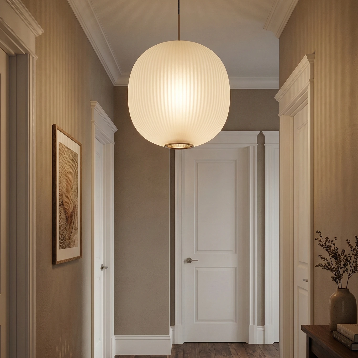 Bloom Frosted Glass Pendant Light - Contemporary Entryway Passage White Door Accent | HoaiLamp