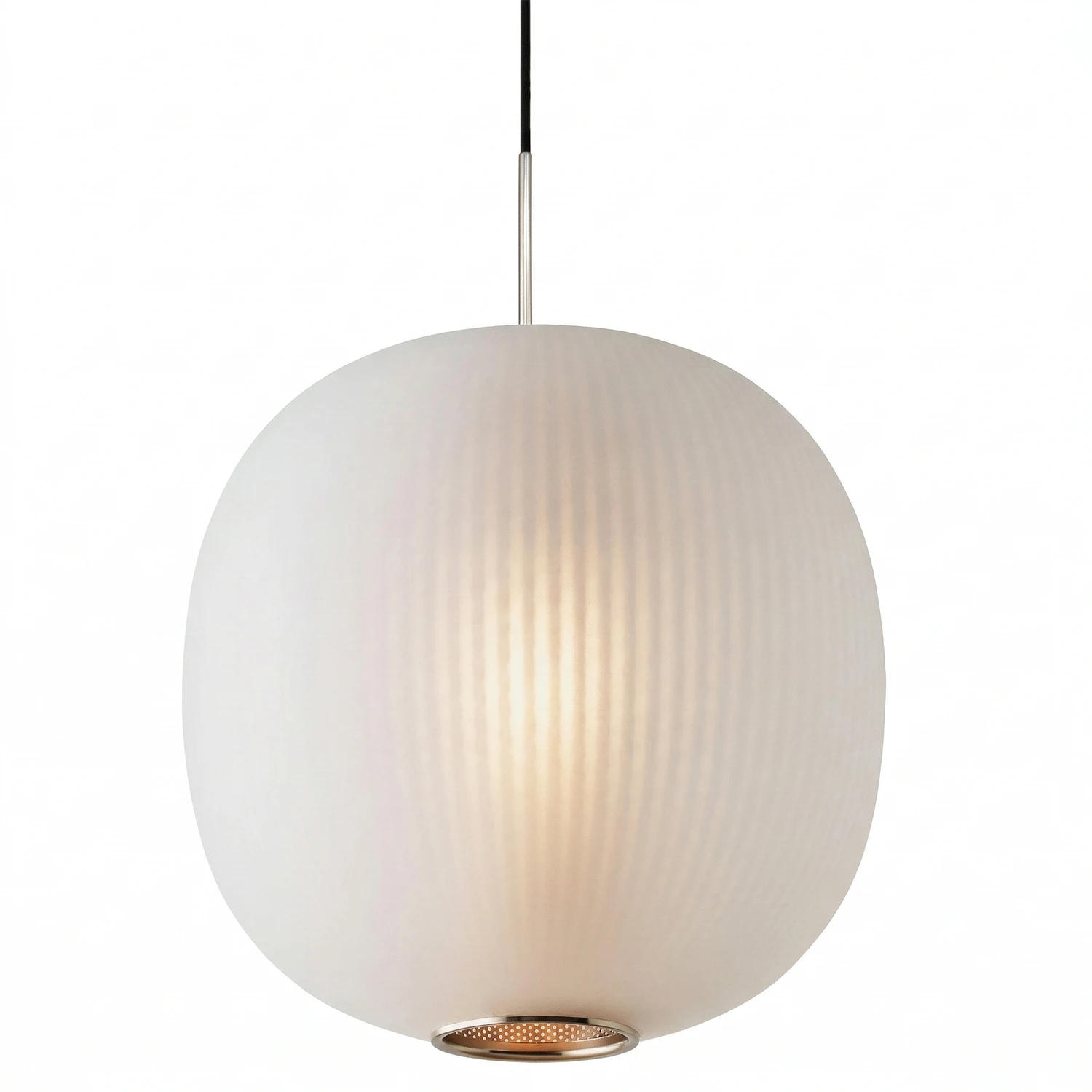 Bloom Frosted Glass Pendant Light - White Background Minimalist Opal White Diffused Orb | HoaiLamp
