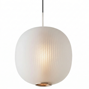 Bloom Frosted Glass Pendant Light - White Background Minimalist Opal White Diffused Orb | HoaiLamp