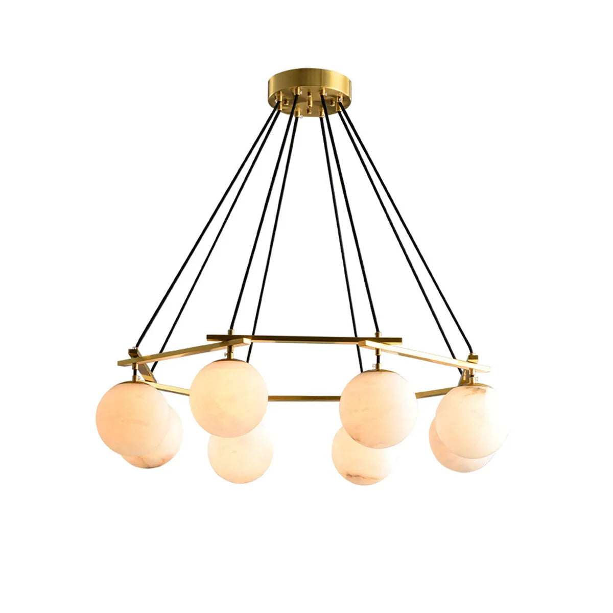 Modern Geometric Alabaster Sphere Chandelier