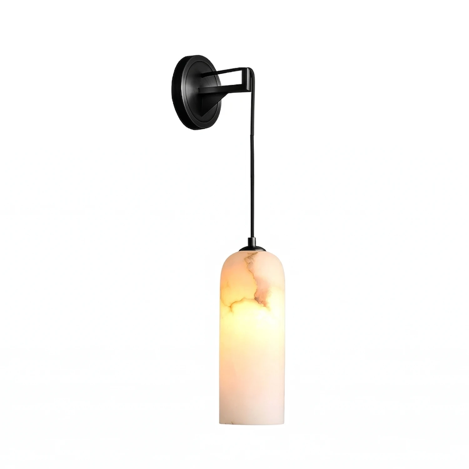 Modern Petra Sconce - Sleek Black & Glowing Stone Duo | HoaiLamp