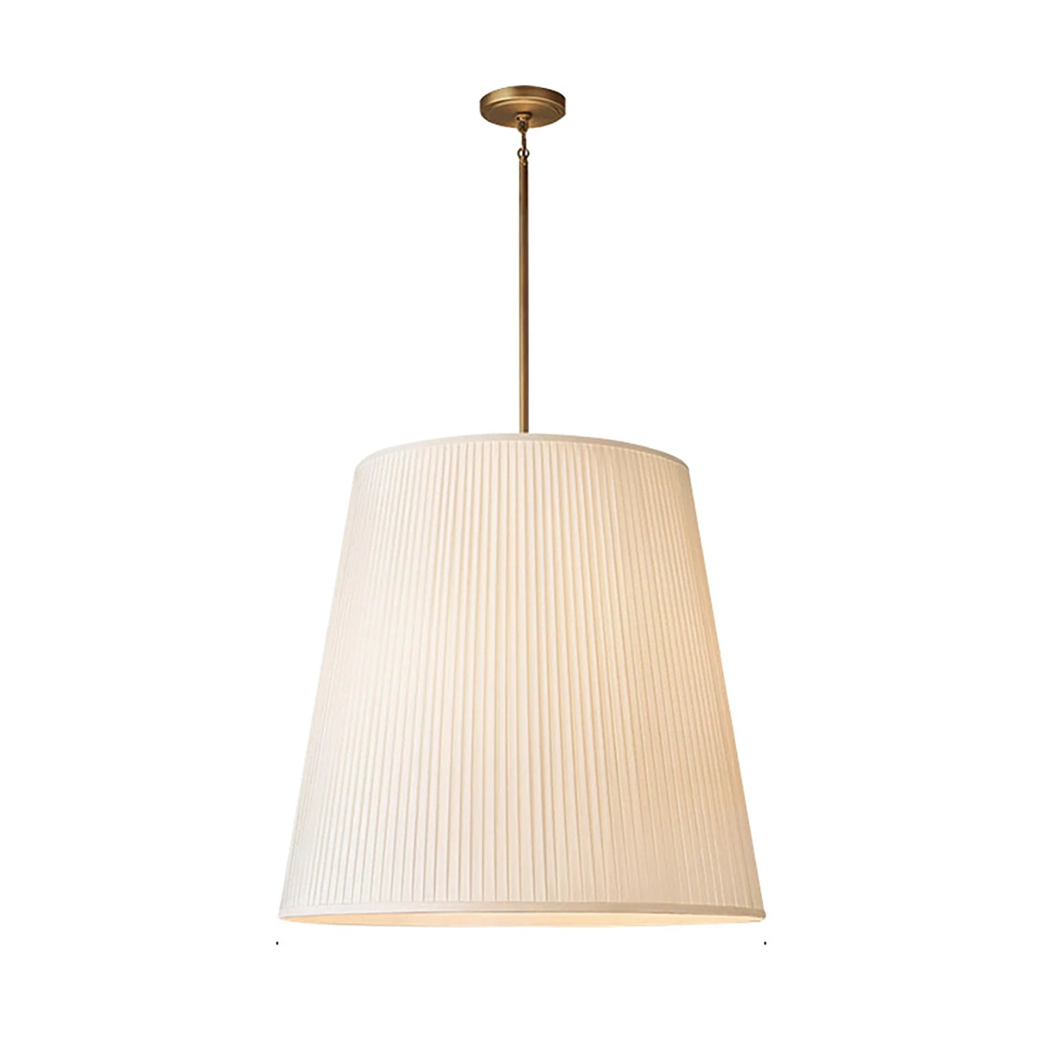 Modern Tailored Reed Pleat Stem Pendant - Cream Silk with Gold Stem | HoaiLamp
