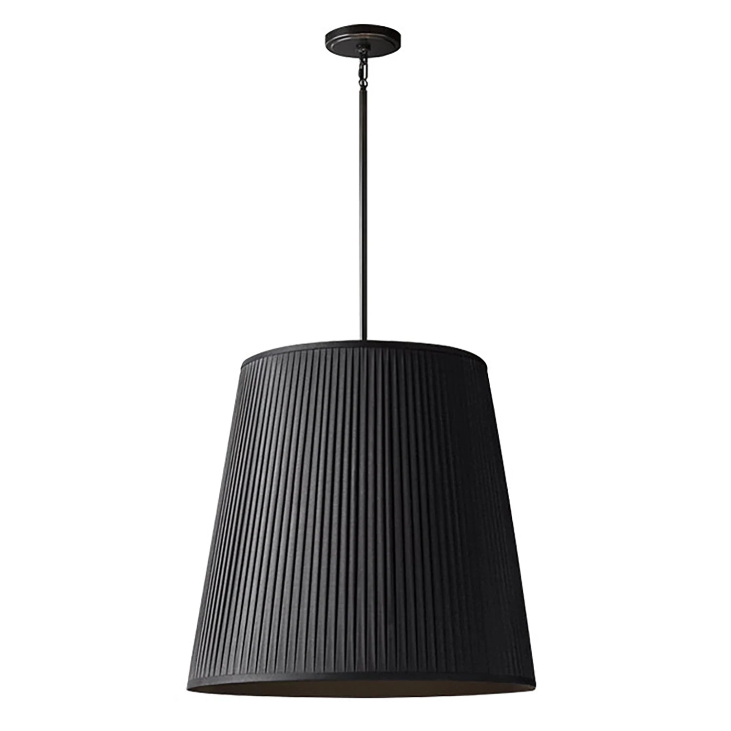 Modern Tailored Reed Pleat Stem Pendant - Industrial Chic All-Black Style | HoaiLamp