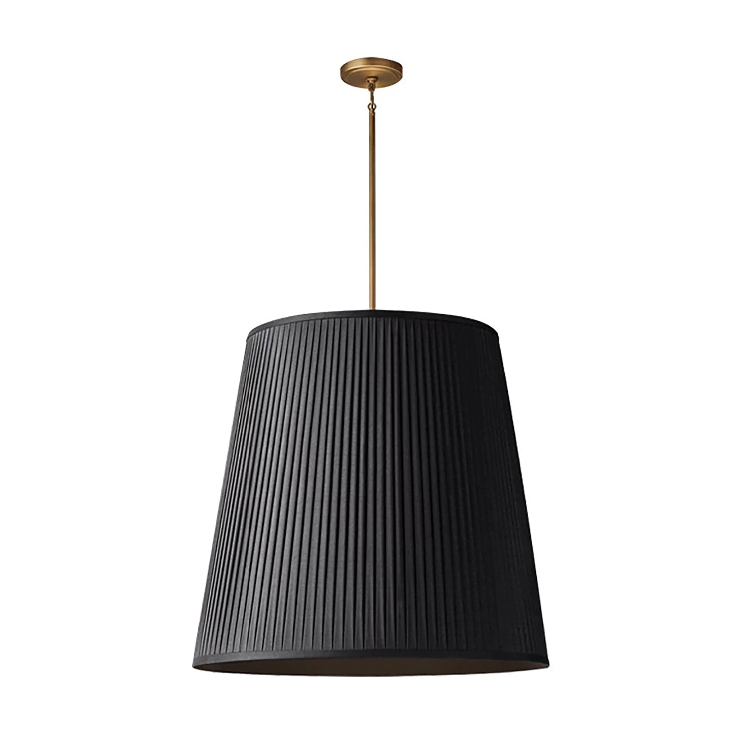 Modern Tailored Reed Pleat Stem Pendant - Black Pleats with Brass Profile | HoaiLamp