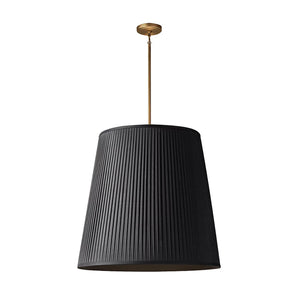 Modern Tailored Reed Pleat Stem Pendant - Black Pleats with Brass Profile | HoaiLamp