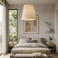Modern Tailored Reed Pleat Stem Pendant - Minimalist Silk Master Bedroom | HoaiLamp