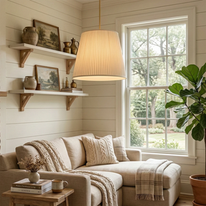 Modern Tailored Reed Pleat Stem Pendant - Cozy Farmhouse Living Room | HoaiLamp