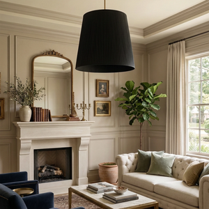Modern Tailored Reed Pleat Stem Pendant - Bold Aesthetic Fireplace Lounge | HoaiLamp