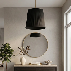Modern Tailored Reed Pleat Stem Pendant - Modern Vanity Accent Light | HoaiLamp