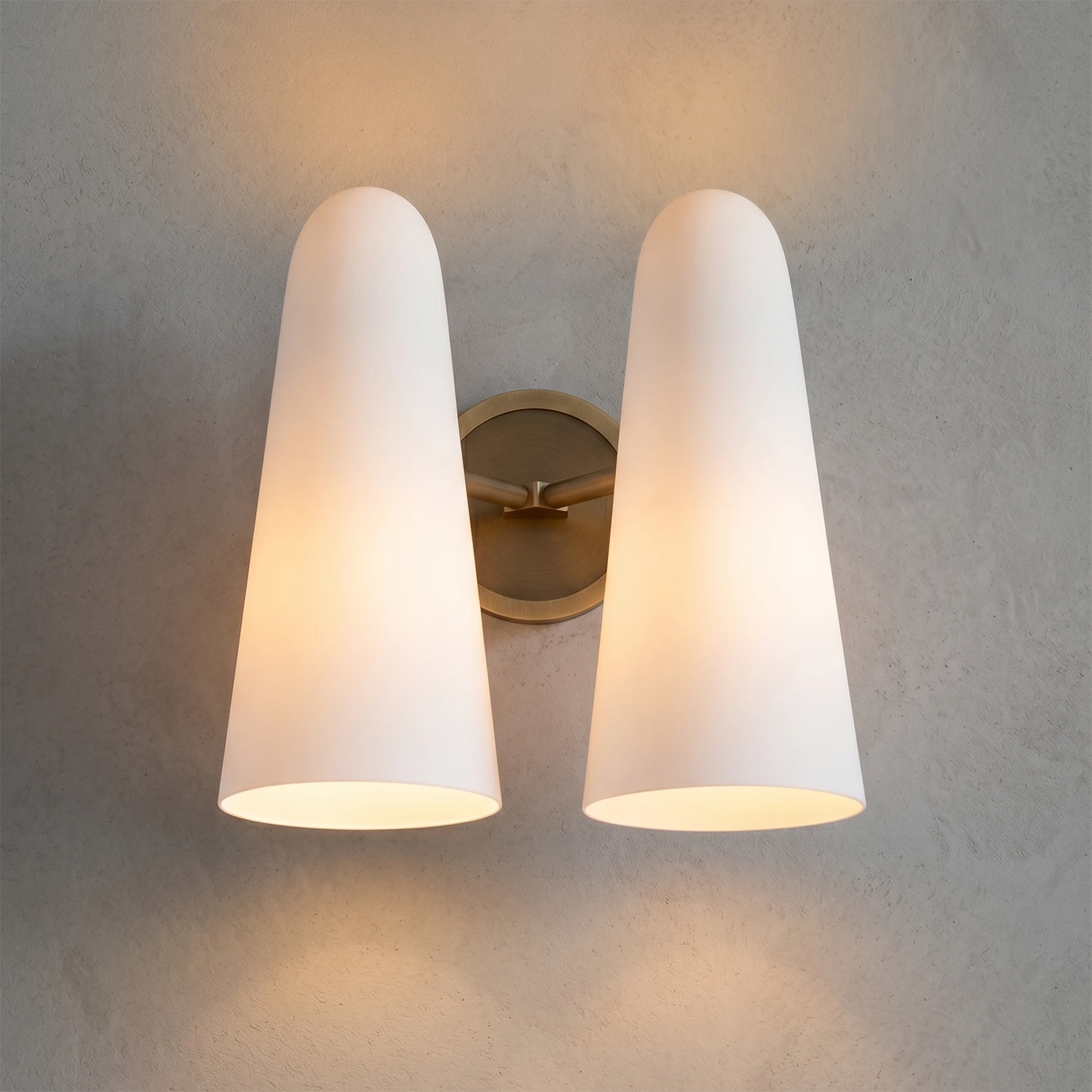 Montfaucon Wall Sconce - Symmetrical Brass & Frosted Dual Glow | HoaiLamp