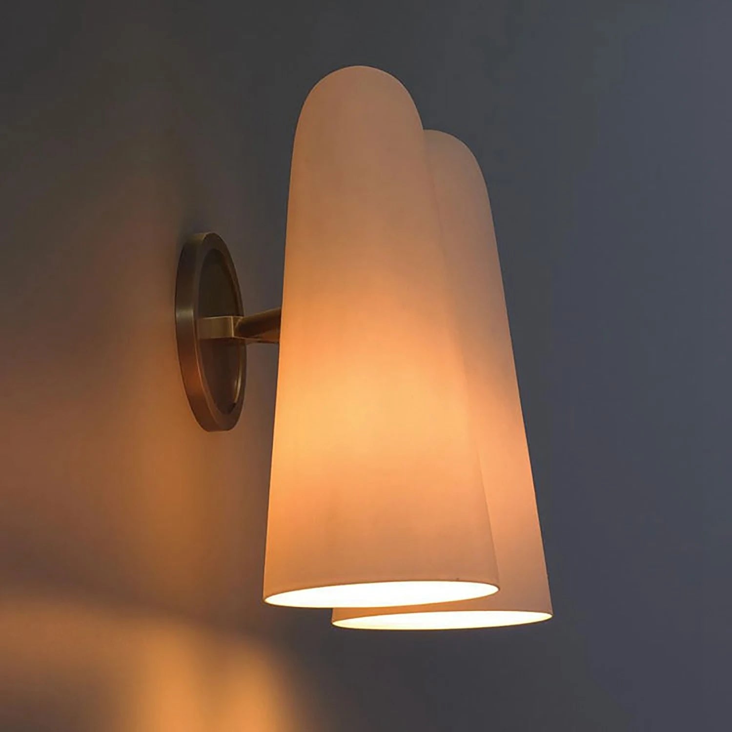 Montfaucon Wall Sconce - Side Profile Dual Conical Shade Glow | HoaiLamp
