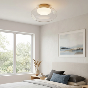 Moor Semi-Flush Mount - for Bedroom - Opal and Glass Ceiling Light | Hoai Lamp