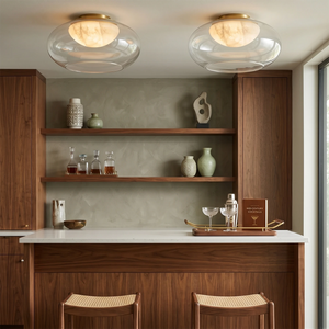 Moor Semi-Flush Mount - for Kitchen - Blown Glass Ceiling Lightt | Hoai Lamp