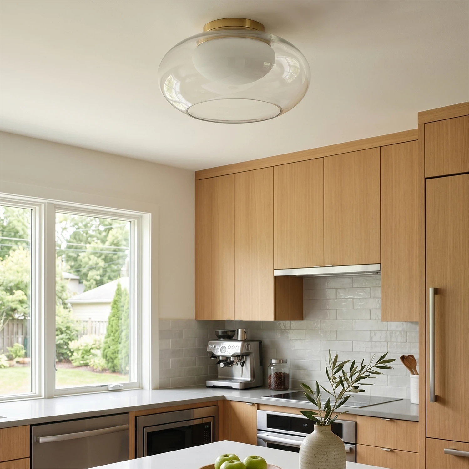 Moor Semi-Flush Mount - for Kitchen - Blown Glass Ceiling Light | Hoai Lamp