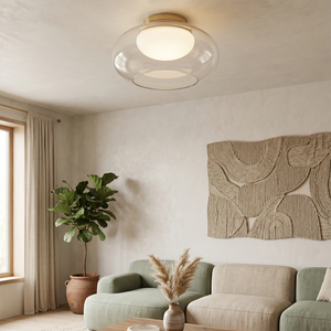 Moor Semi-Flush Mount - for Living Room - Opal Glass Ceiling Light | Hoai Lamp
