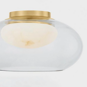 Moor Semi-Flush Mount - Front Detail Close-up - Blown Glass Craftsmanship Ceiling Light | Hoai Lamp