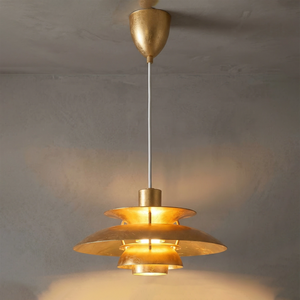 Multi-Tier Saucer Pendant Lamp - Antique Brushed Bronze Gold Luxury Metallic Glow | HoaiLamp