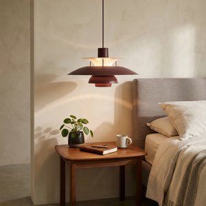 Multi-Tier Saucer Pendant Lamp - Deep Burgundy Wine Red Timeless Bedroom Decor | HoaiLamp