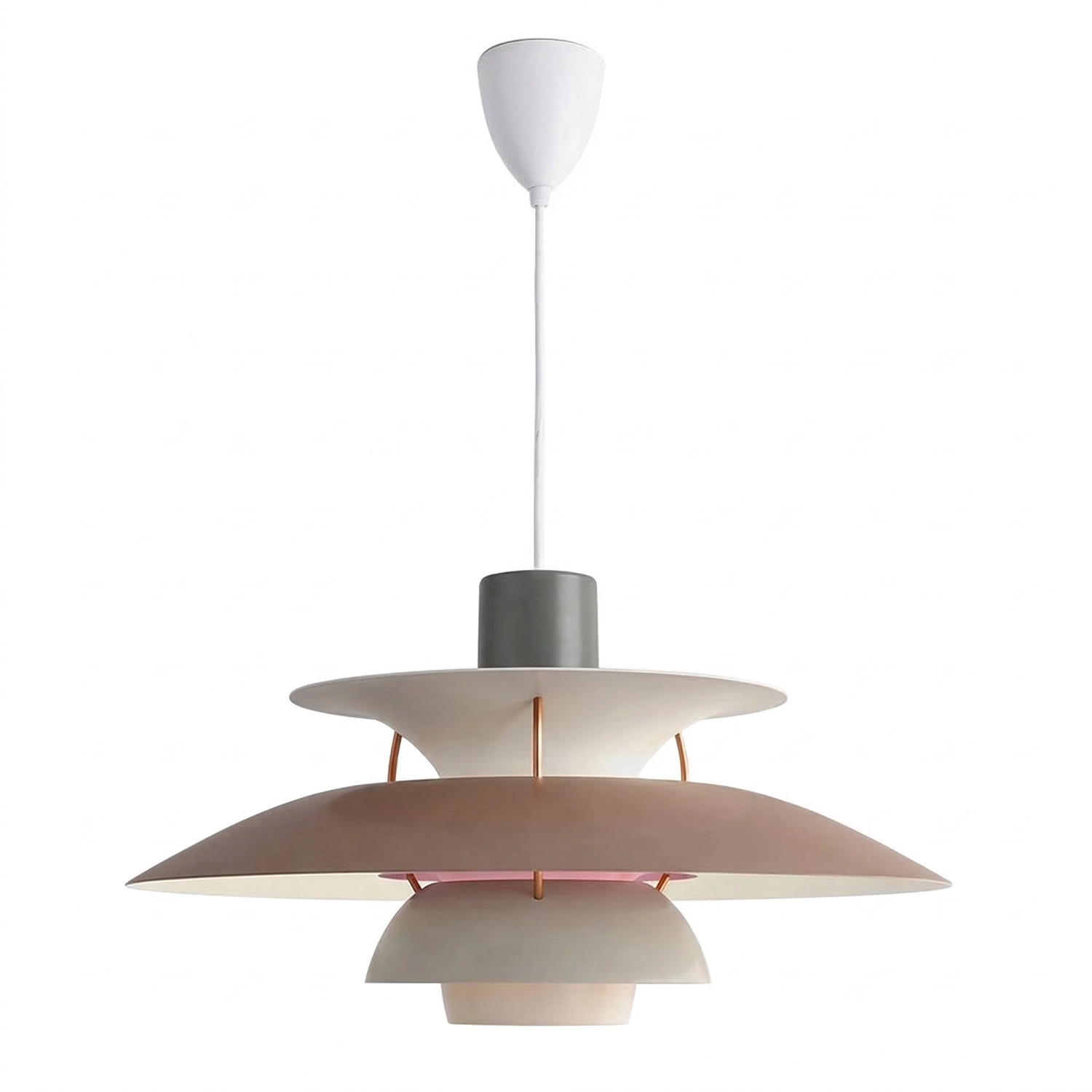Multi-Tier Saucer Pendant Lamp - Contemporary Slate Grey and Muted Taupe Earthy Tone SKU | HoaiLamp